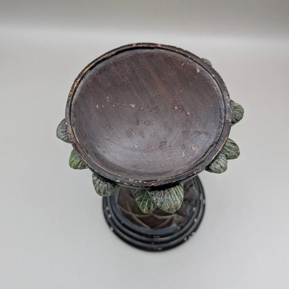 Vintage Style Monkey Palm Tree‎ Coconuts Pillar Candle Stands Holders - Set of 2